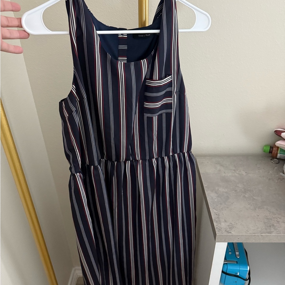 Doe & Rae Navy and White Striped Top